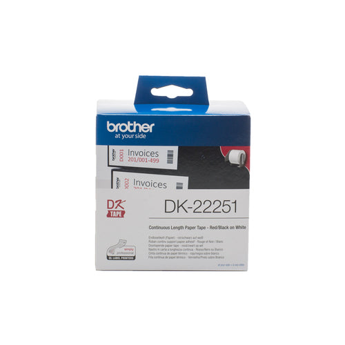 Brother DK22251 Cinta Adhesiva Continua Rojo-Negro 62mm imagen 1