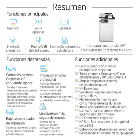 Hp Color Laserjet Enterprise MFP M776DN T3U55A imagen 5