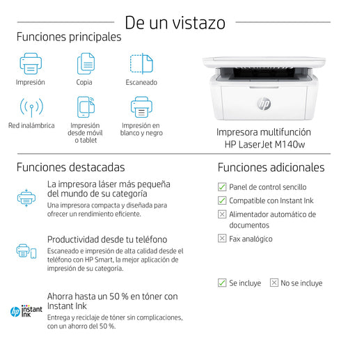 Impresora multifunción HP LaserJet M140w 7MD72F imagen 4