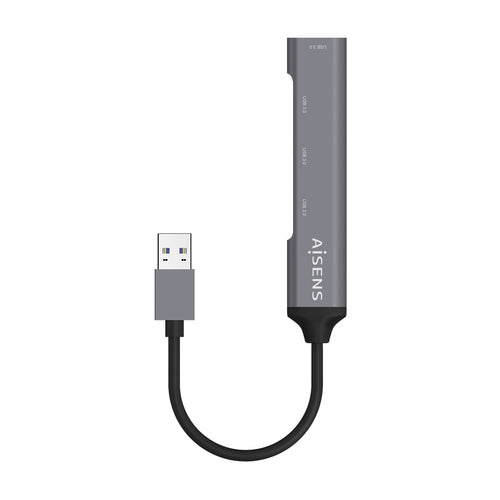 AISENS HUB USB 3.0 aluminio, tipo A/M-4xtipo A/H, gris, 10cm imagen 1