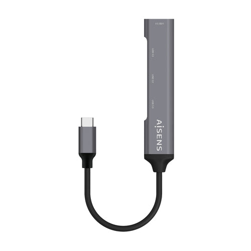 AISENS HUB USB 3.1 USB-C aluminio, USB-C/M-4xtipo A/H, gris, 10cm imagen 1
