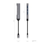 AISENS HUB USB 3.1 USB-C aluminio, USB-C/M-4xtipo A/H, gris, 10cm imagen 3