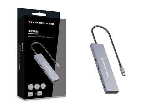 CONCEPTRONIC HUB USB 3.2  HUBBIES14G 4 PUERTOS USB-C 100W PD CARCASA DE ALUMINIO imagen 1