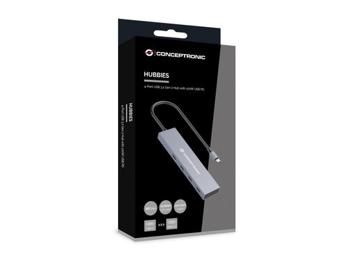 CONCEPTRONIC HUB USB 3.2  HUBBIES14G 4 PUERTOS USB-C 100W PD CARCASA DE ALUMINIO imagen 2