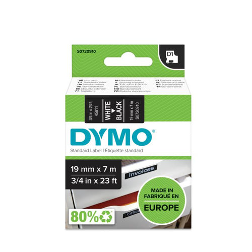 Dymo Cinta LM D1 19mmx7m Blanco/negro imagen 1