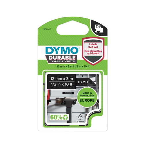 DYMO Cinta LM D1 de vinilo 12mmx3m Negro / blanco imagen 1