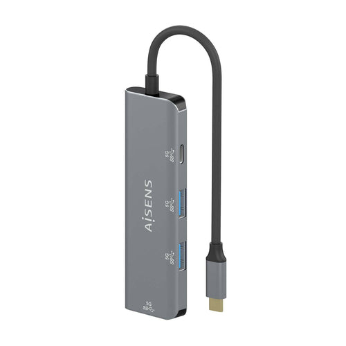 AISENS - HUB USB 3.2 GEN1 5G USB-C, USB-C/M-1xUSB-C/H-3xUSB-A/H, GRIS, 15CM imagen 2