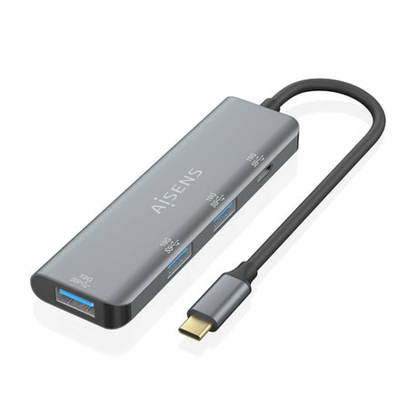 AISENS - HUB USB 3.2 GEN2 10G USB-C, USB-C/M-1xUSB-C/H-3xUSB-A/H, GRIS, 15CM imagen 1