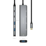 AISENS - HUB USB 3.2 GEN1 5G USB-C, USB-C/M-1xUSB-C PD100W/H-1xUSB-C/H-3xUSB-A/H, GRIS, 15CM imagen 3