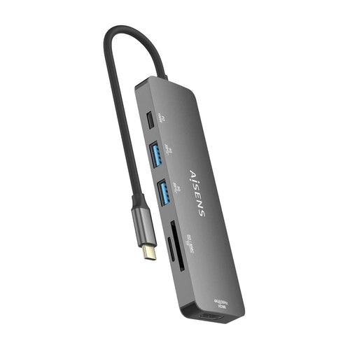 AISENS - USB-C DOCK 6 EN 1, USB-C A 1xHDMI, 2xUSB-A, 1xUSB-C PD 100W, 1xSD, 1xMICRO SD, GRIS, 15CM imagen 2