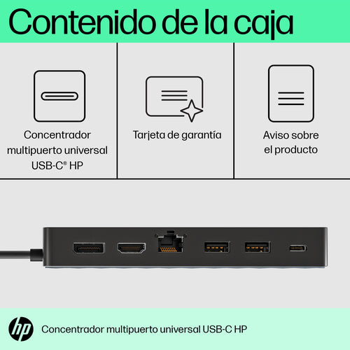 Hub multipuerto universal HP USB-C 7 en 1 HDMI DisplayPort RJ45 PD 65W 50H98AA - imagen 11