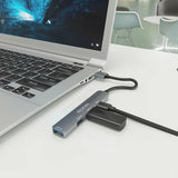 AISENS - HUB USB 3.0 ALUMINIO, 1XUSB3.0 A/H+3XUSB2.0 A/H, GRIS, 10CM imagen 4