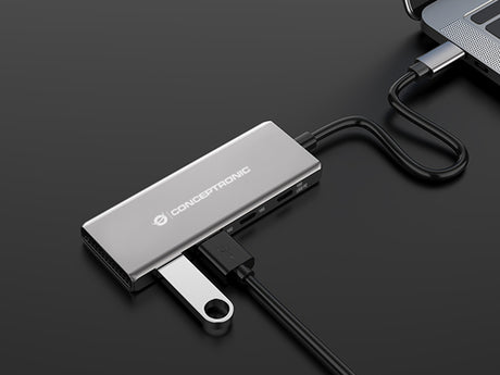 Conceptronic HUBBIES15G 4-Port USB 3.2 Gen 2 Hub, 10Gbps, USB-C x 2, USB-C  a W Usb PD/Aluminum imagen 3