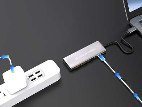 Conceptronic HUBBIES15G 4-Port USB 3.2 Gen 2 Hub, 10Gbps, USB-C x 2, USB-C  a W Usb PD/Aluminum imagen 5