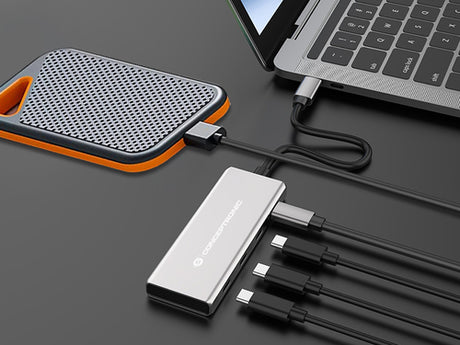 Conceptronic HUBBIES16G 4-Port USB 3.2 Gen 2 Hub, 10Gbps, USB-C  a W Usb PD/Aluminum imagen 4