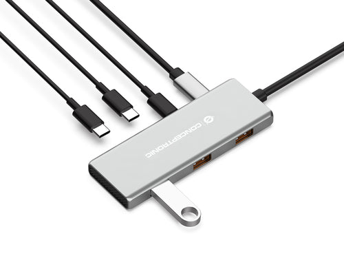 Conceptronic HUBBIES17G 7-Port USB 3.2 Gen 2 Hub, 10Gbps, USB-C x 4, USB-A  a W W PD/Aluminum imagen 1