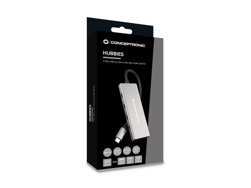 Conceptronic HUBBIES17G 7-Port USB 3.2 Gen 2 Hub, 10Gbps, USB-C x 4, USB-A  a W W PD/Aluminum imagen 8