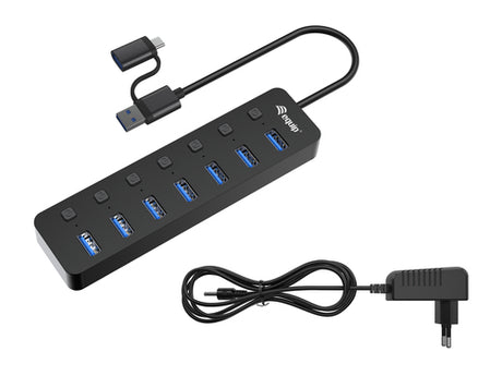 Equip Hub USB-C 3.2 Gen1 7xUSB-A Con Interruptores Adaptador USB-A y Alimentador imagen 1