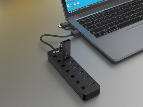 Equip Hub USB-C 3.2 Gen1 7xUSB-A Con Interruptores Adaptador USB-A y Alimentador imagen 2