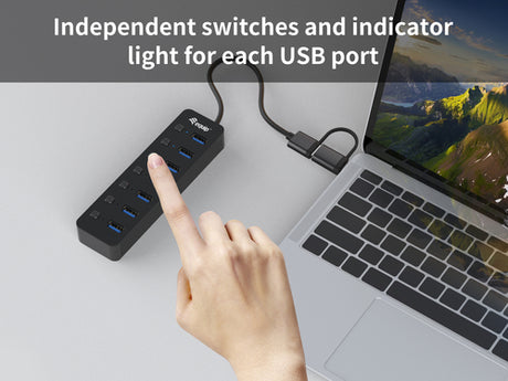Equip Hub USB-C 3.2 Gen1 7xUSB-A Con Interruptores Adaptador USB-A y Alimentador imagen 4
