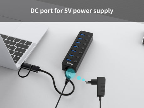 Equip Hub USB-C 3.2 Gen1 7xUSB-A Con Interruptores Adaptador USB-A y Alimentador imagen 5