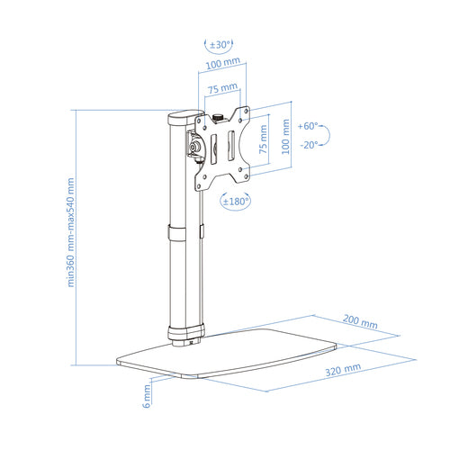 Soporte de mesa TOOQ DB1127TN-W vista 6