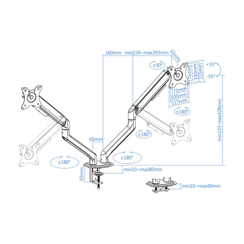 Brazo para monitor TOOQ DB4132TNR-W vista 4