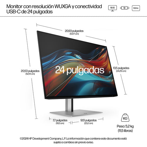 Monitor HP Series 7 PRO 724pu 24" 1920 x 1200 IPS 100 Hz USB-C / DisplayPort / HDMI vista 4