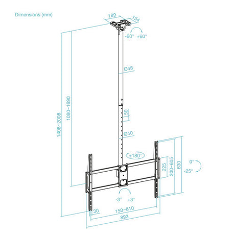 Soporte de techo TOOQ LPCE11100TSLI-B vista 4