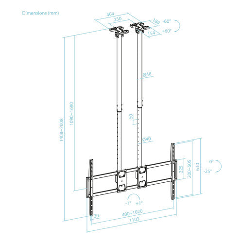 Soporte de techo TOOQ LPCE11120TSLI-B vista 4
