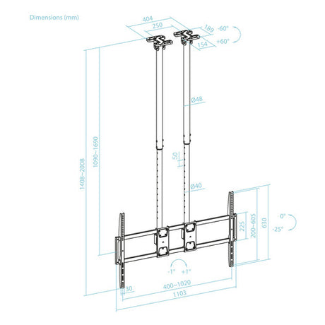 Soporte de techo TOOQ LPCE11120TSLI-B vista 4