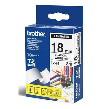 C. Laminada Superadhesiva 18mmx8m Blanco/Negro TZE-S241