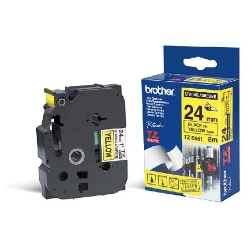 C. Laminada Superadhesiva 24mmx8m Amarillo/Negro Brother TZ-S651
