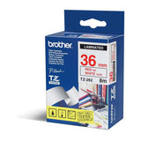 C. Laminada 36mmx8m Blanco/Rojo Brother TZE-262
