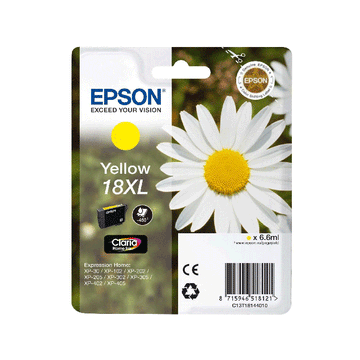 Cartucho de tinta Epson 18XL amarillo original.