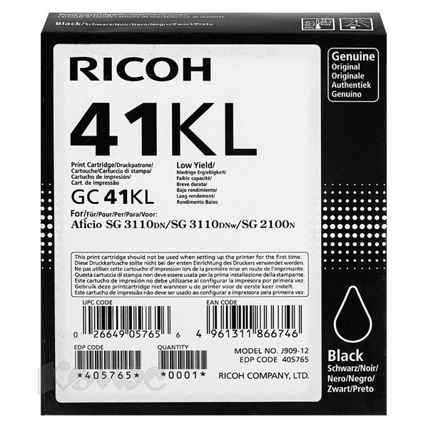 Tinta De Gel Negro SG-41KL Ricoh 405765 SG2100N