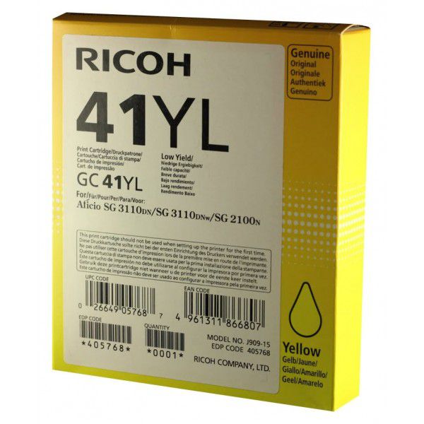 Tinta De Gel Amarilla GC-41YL Ricoh 405768 SG2100N
