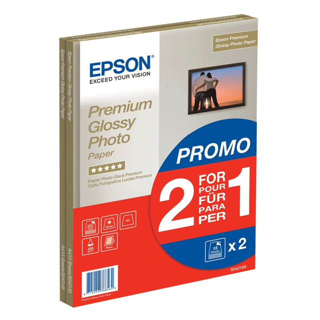 Papel Epson Premium Glossy Photo A4 255gr 15 Hojas