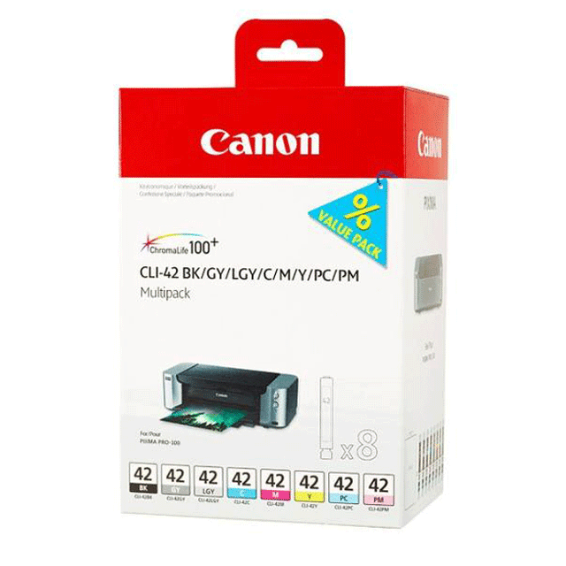 Pack de Tinta 8 Colores Canon CLI-42 6384B010