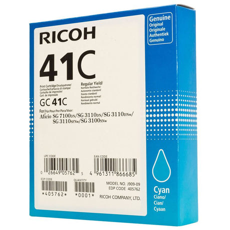 Tinta De Gel Cian GC-41C Ricoh SG2110N Alta Capacidad