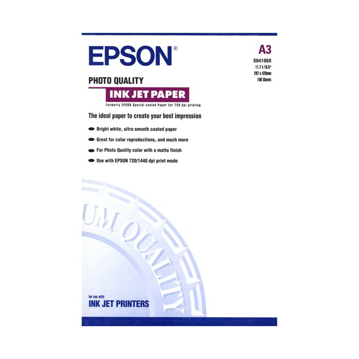 Papel Fotografico Epson Inkjet A3 102gr C13S041068
