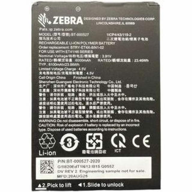 Accesorio TPV Zebra BT-000527 Batería BTRY-ET401-08INC-01