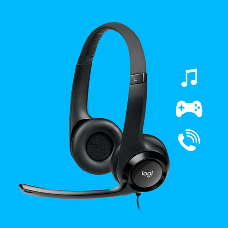 Auriculares Logitech H390 USB-A con micrófono negros — vista 3