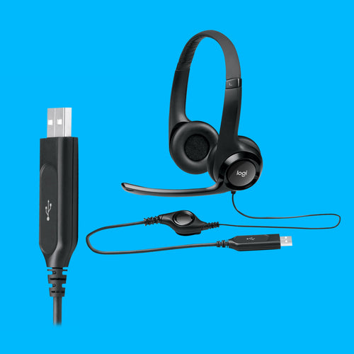 Auriculares Logitech H390 USB-A con micrófono negros — vista 5