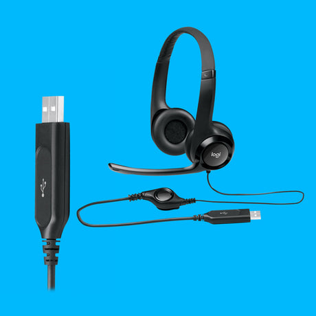 Auriculares Logitech H390 USB-A con micrófono negros — vista 5