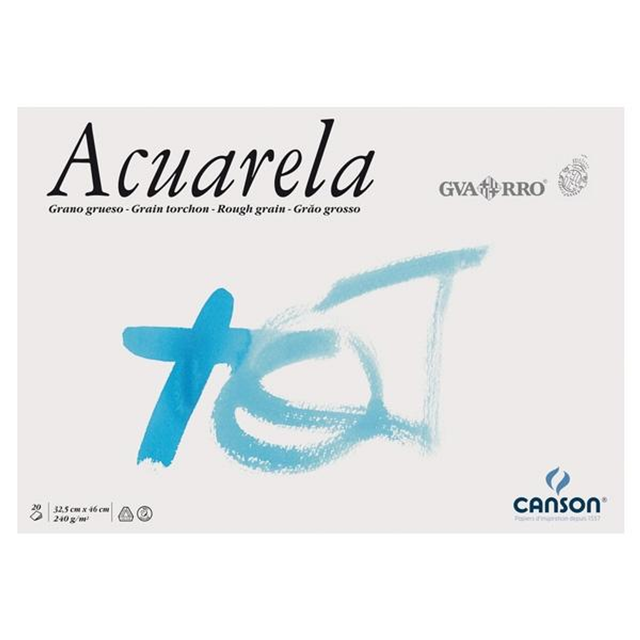 Bloc Canson Encolado Acuarela Gvarro 20H 240G 32,5X46CM
