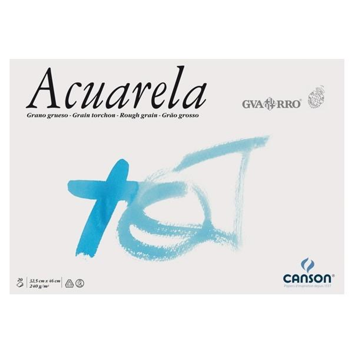 Bloc Canson Encolado Acuarela Gvarro 20H 240G 23X32,5CM