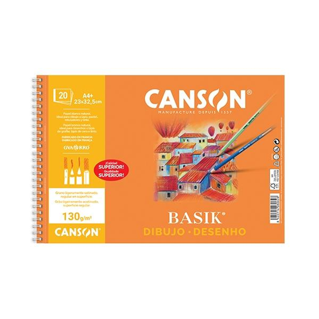 Bloc Canson de Dibujo Microperforado Basik 20H Liso 130G A4+
