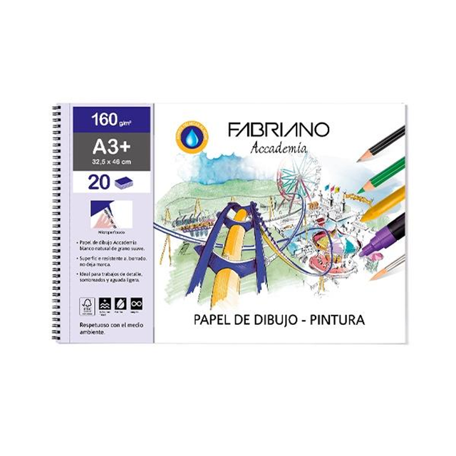Bloc Fabriano Microperforado Dibujo y Pintura 20H 160G A3+