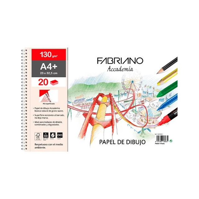 Bloc Fabriano Microperforado Dibujo 20H 130G A4+